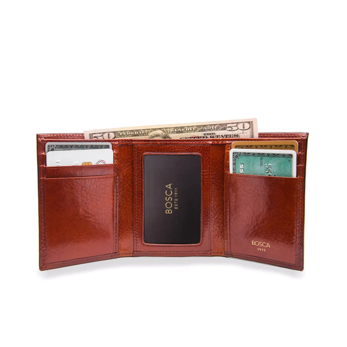 Bosca Old Leather Double ID Trifold Wallet