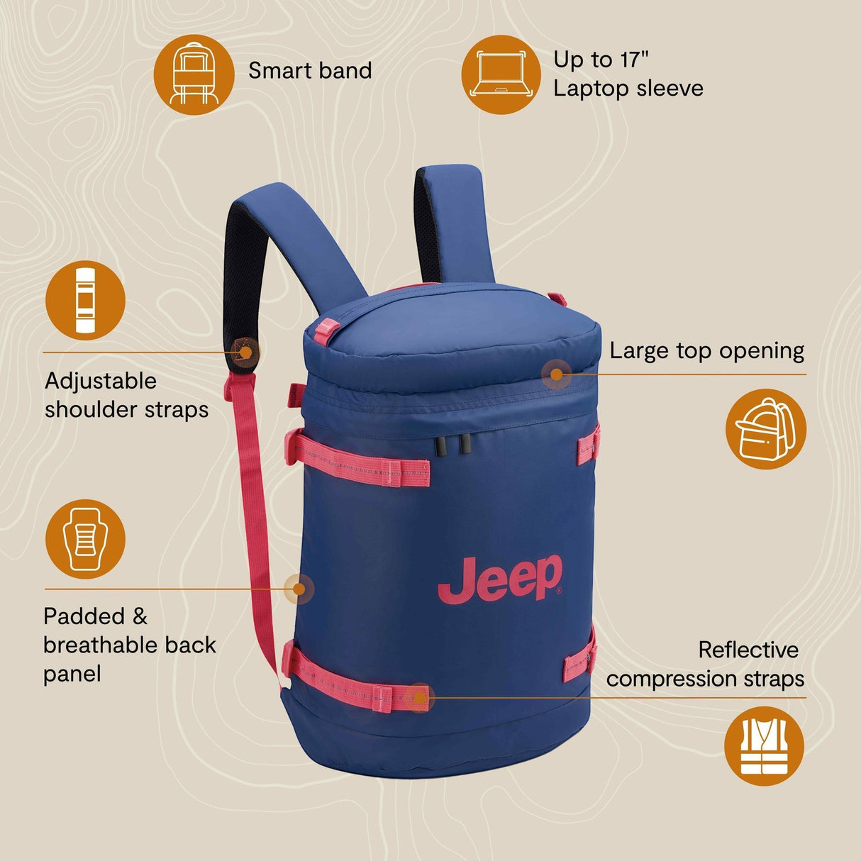 Delsey Jeep JS013C Cylindrical Backpack