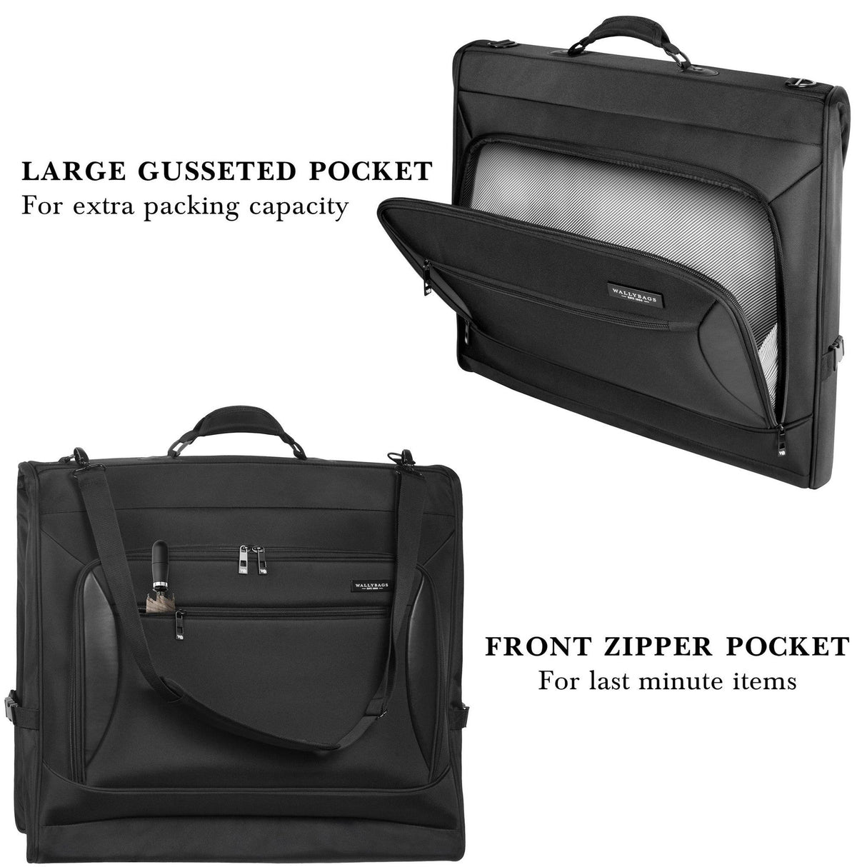 Wally Bags Solutions 45-inch Premium Garment Bag with Shoulder Strap and Multiple Pockets