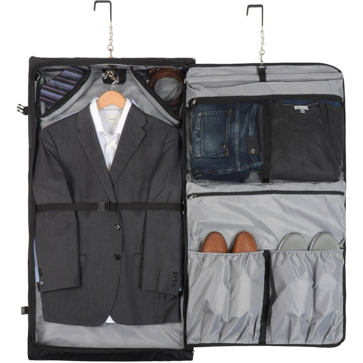 Wally Bags Solutions 45-inch Premium Garment Bag with Shoulder Strap and Multiple Pockets