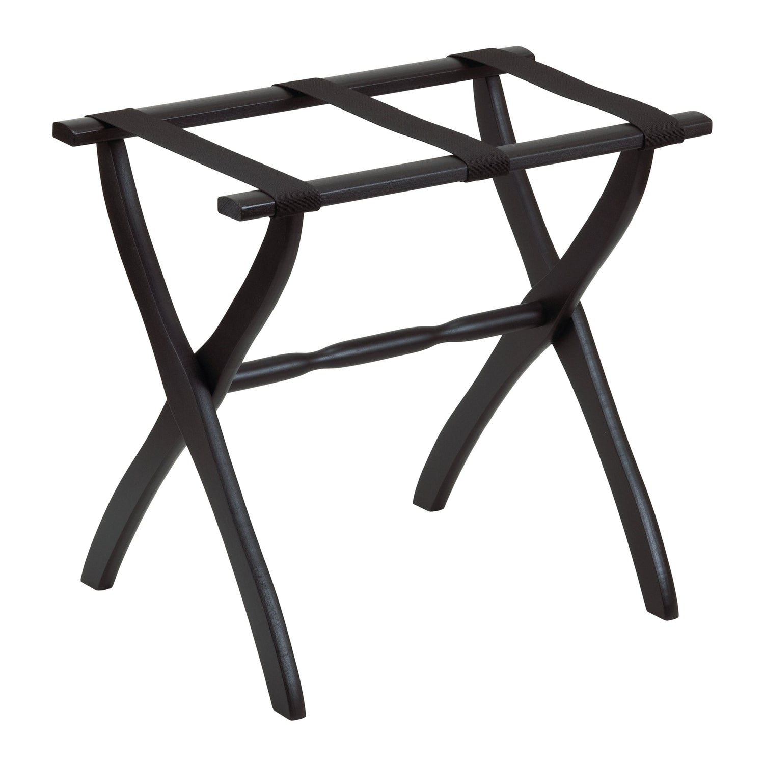 Gatehouse Furniture Luggage Rack - Contour Wood Leg with 3 Nylon Straps