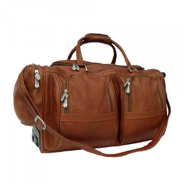 Piel Leather Duffel With Pockets On Wheels