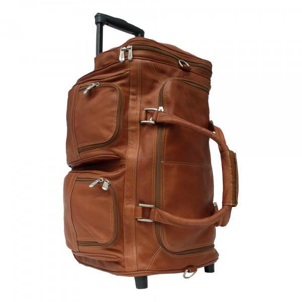 Piel Leather Duffel With Pockets On Wheels