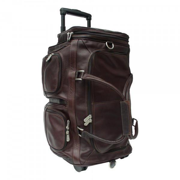Piel Leather Duffel With Pockets On Wheels