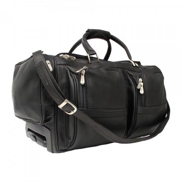 Piel Leather Duffel With Pockets On Wheels
