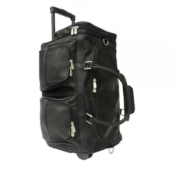 Piel Leather Duffel With Pockets On Wheels
