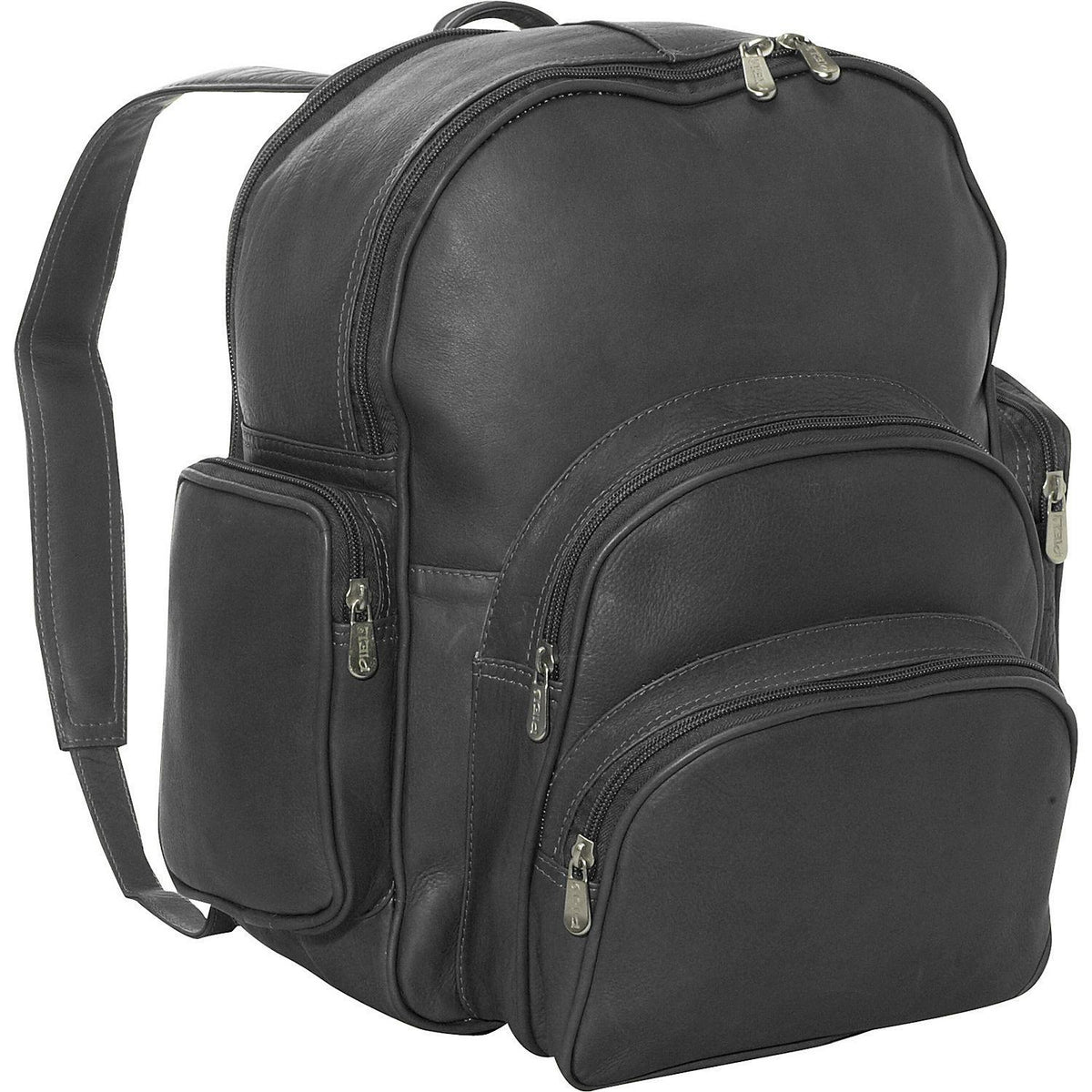 black leather expandable backpack Piel Leather Expandable Backpack