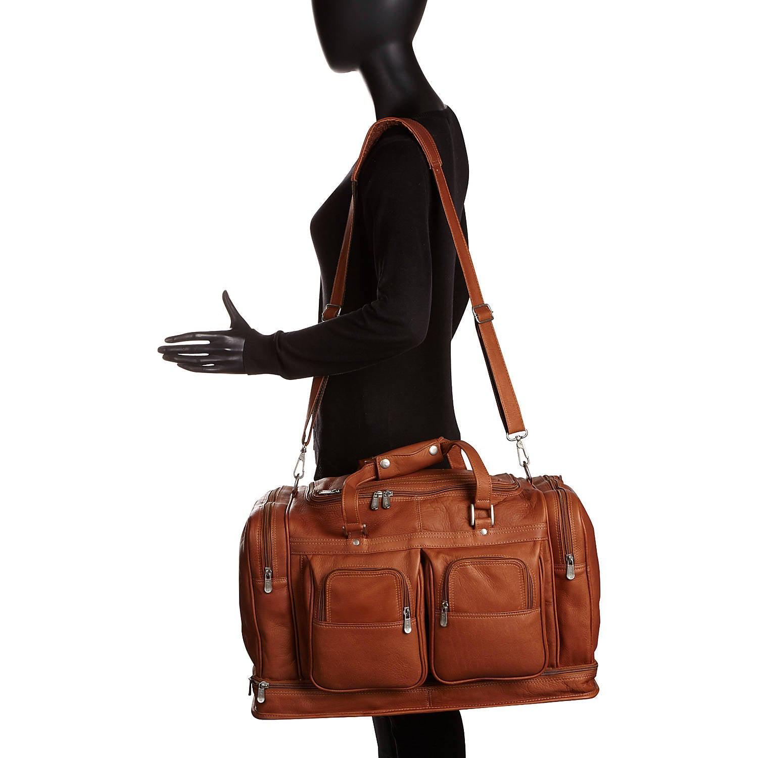 Piel Leather False Bottom Duffel Bag