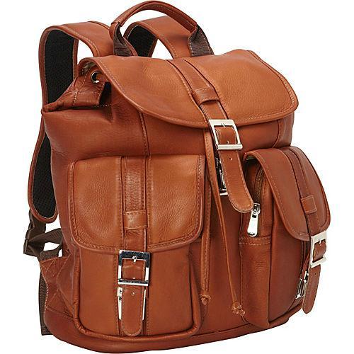 Piel Leather Medium Drawstring Backpack with Two Front Pockets