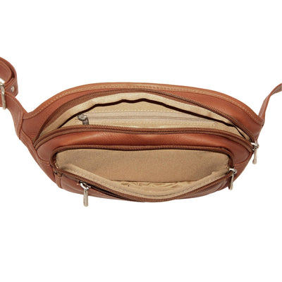 Piel Leather Multi-Zip Oval Waist Bag