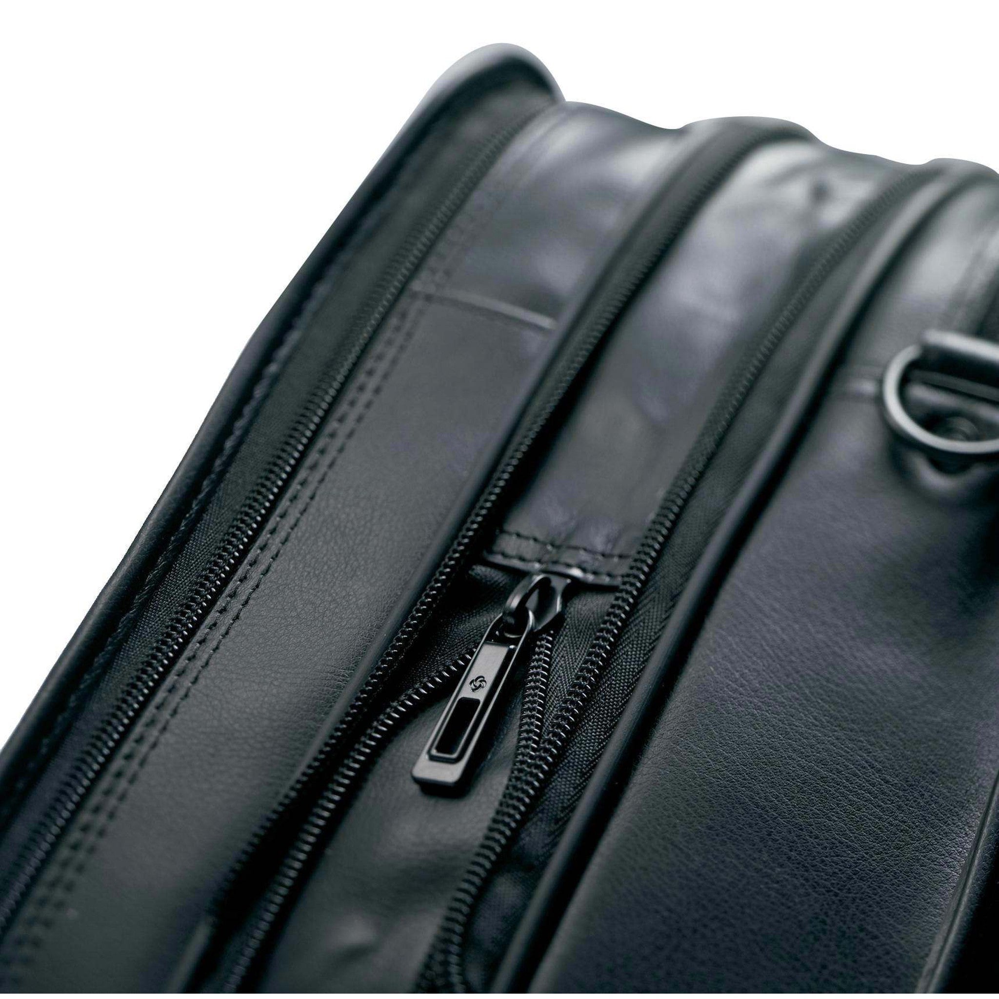 Samsonite Leather Expandable Laptop Briefcase, Black (43118-1041)