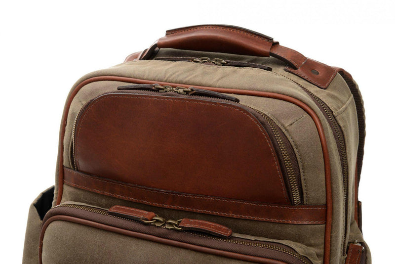Korchmar Lux Mason Waxed Canvas and Leather Laptop Backpack-Luggage Pros