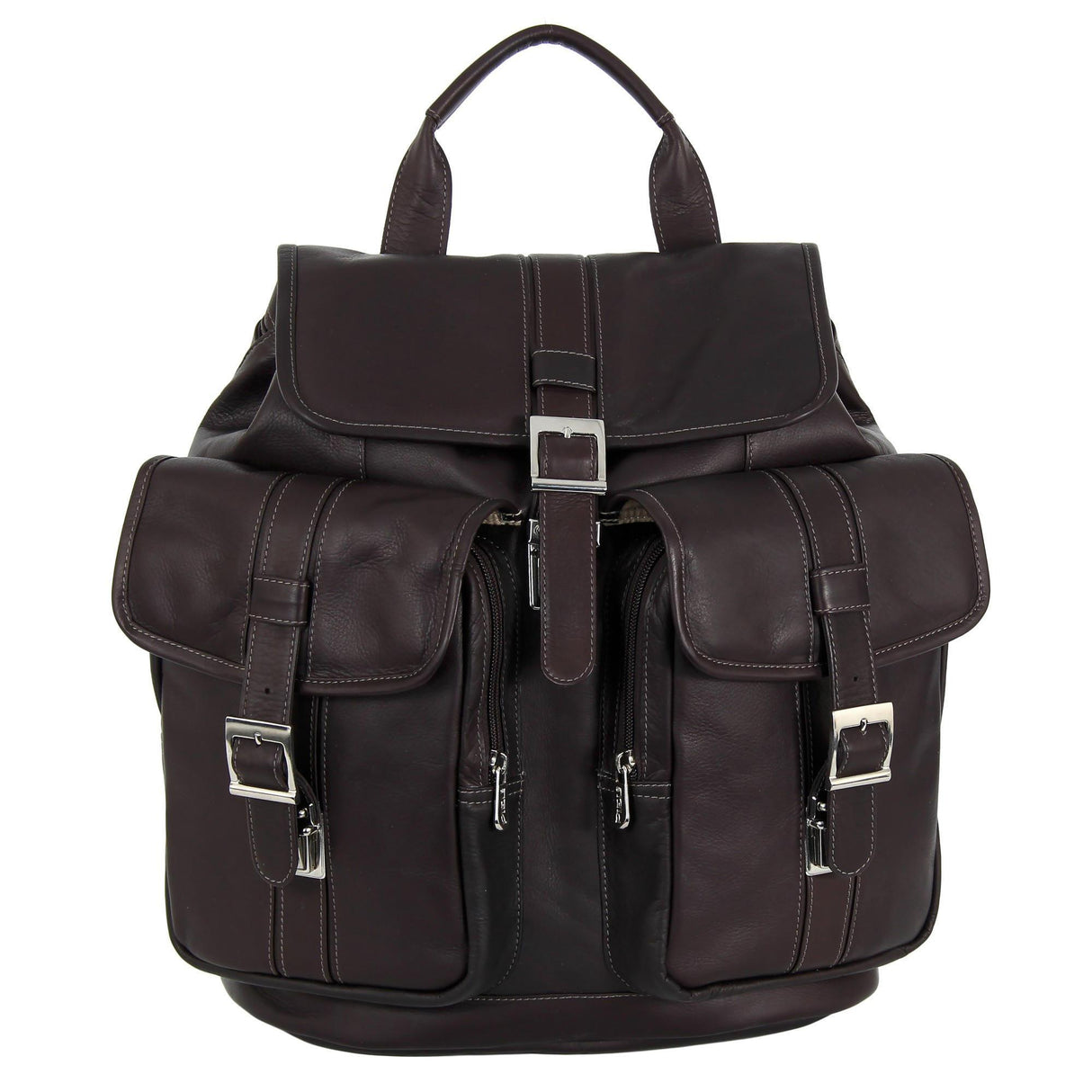Piel Leather Medium Drawstring Backpack with Two Front Pockets