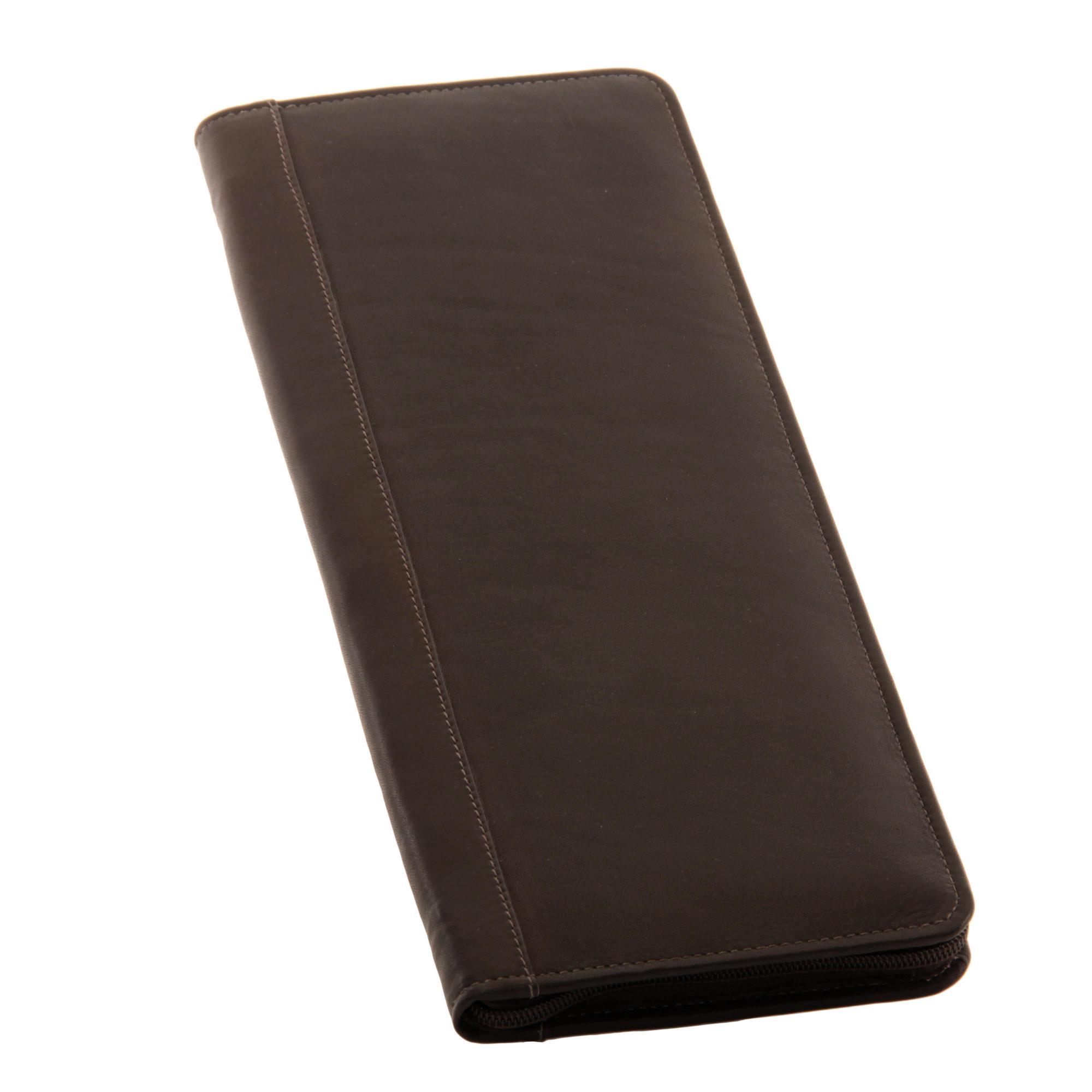 Piel Leather Zippered Tie Case With Snaps