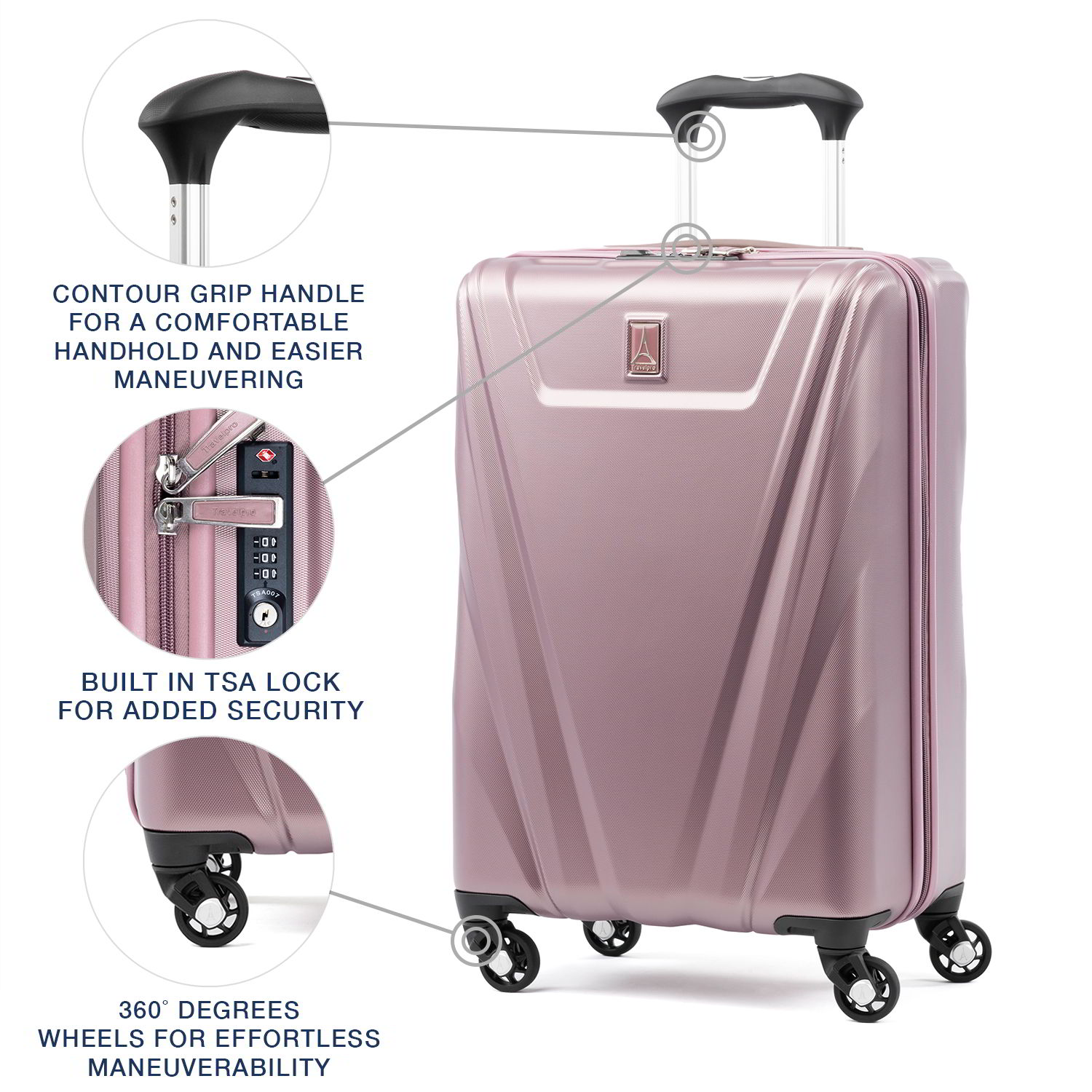 Travelpro Maxlite 5 Lightweight Carry-On Hardside Spinner Suitcase-Luggage Pros