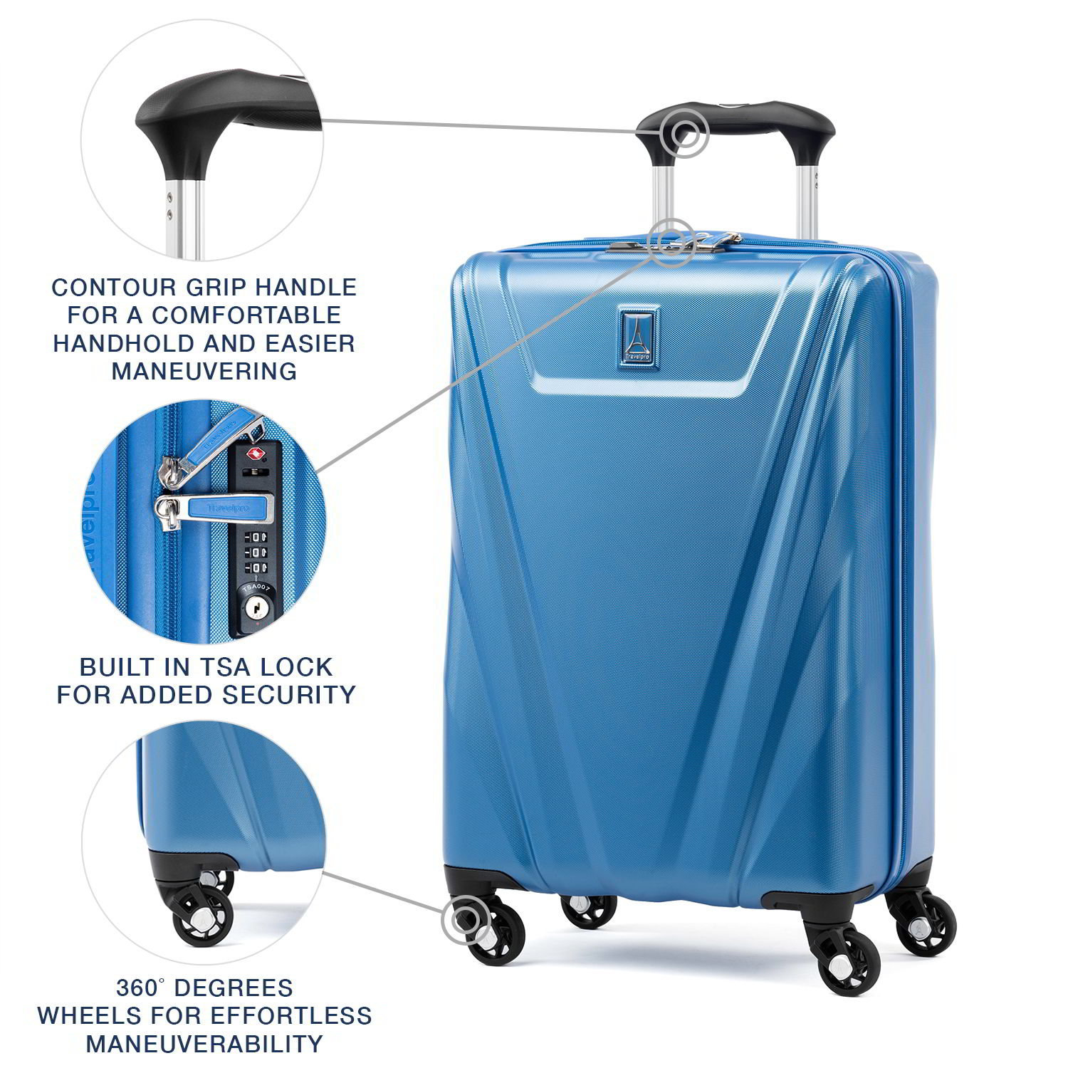 Travelpro Maxlite 5 Lightweight Carry-On Hardside Spinner Suitcase-Luggage Pros