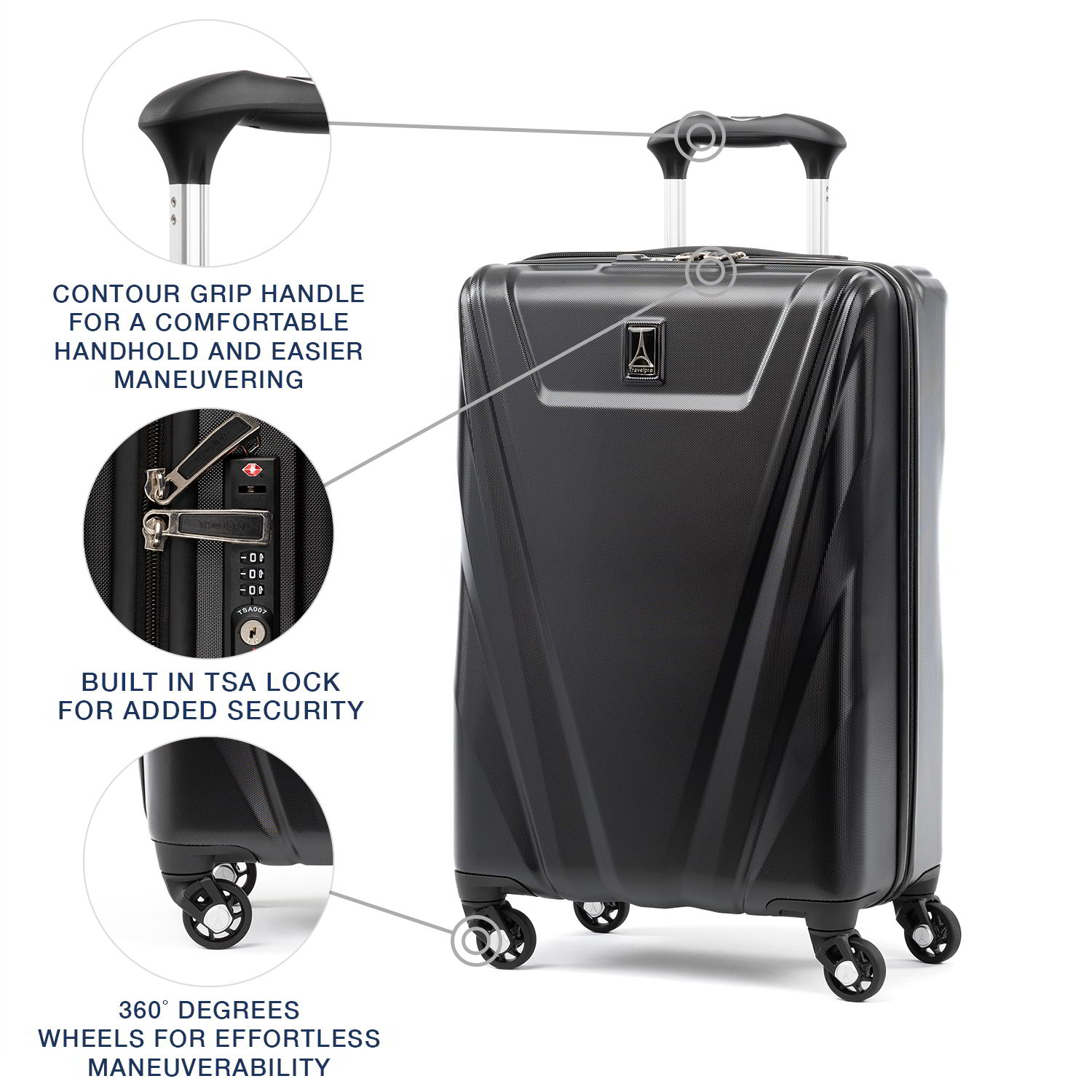 Travelpro Maxlite 5 Lightweight Carry-On Hardside Spinner Suitcase-Luggage Pros