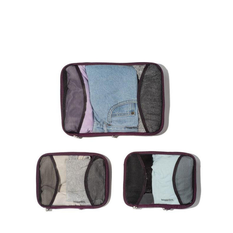 Baggallini Travel 2 Medium & 1 Large Compression Packing Cube Set