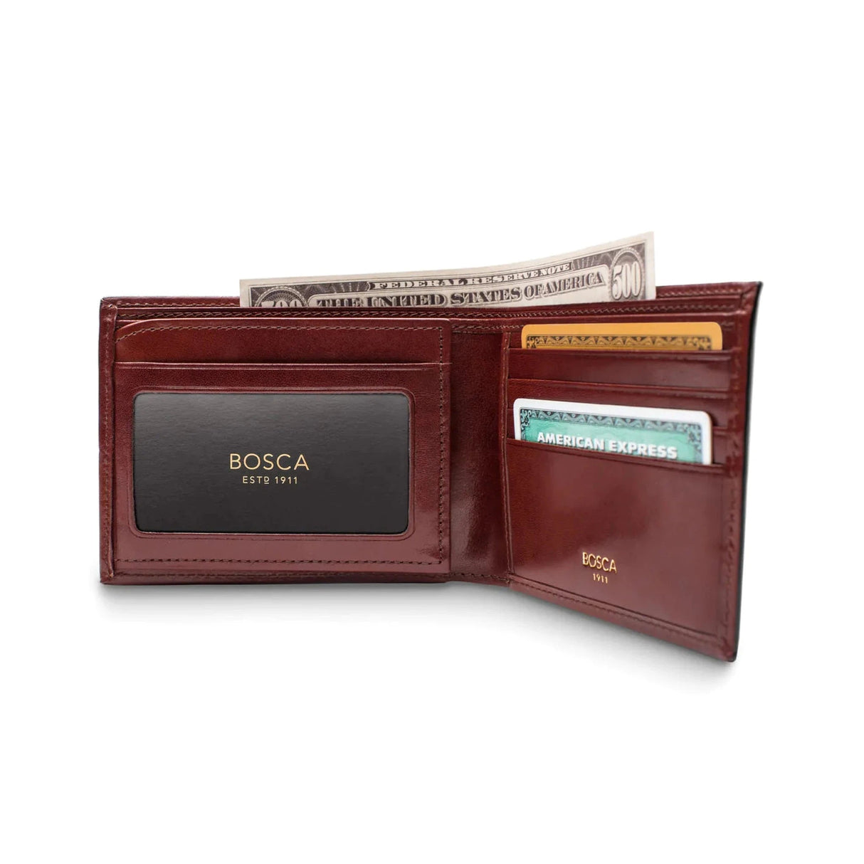 Bosca Old Leather Bifold Wallet with Card / ID Flap