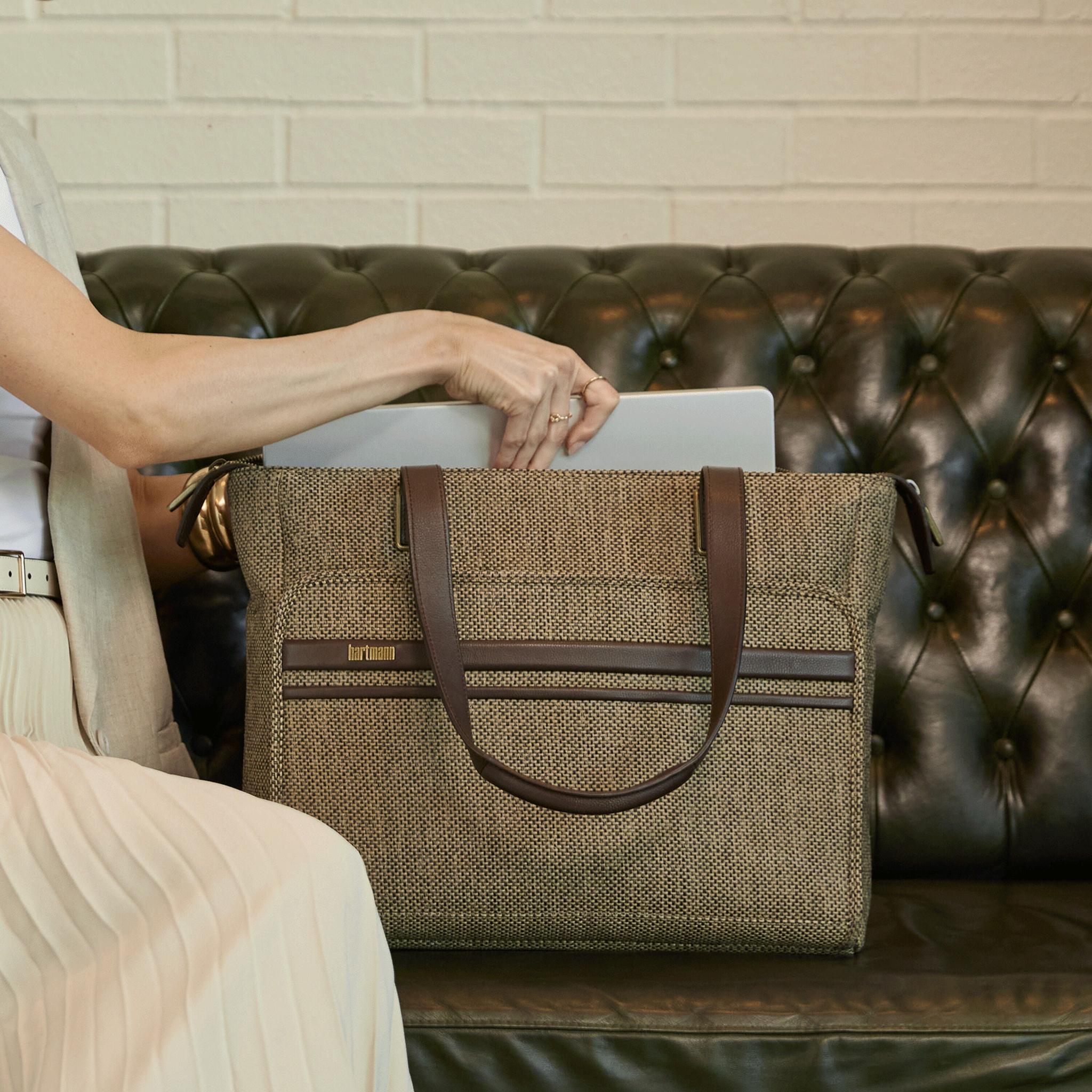 【良品】hartmann 2way ビジネスバッグ　A4可　ツイード　レザー　茶 Hartmann Tweed Carry-All Tote – Luggage Pros