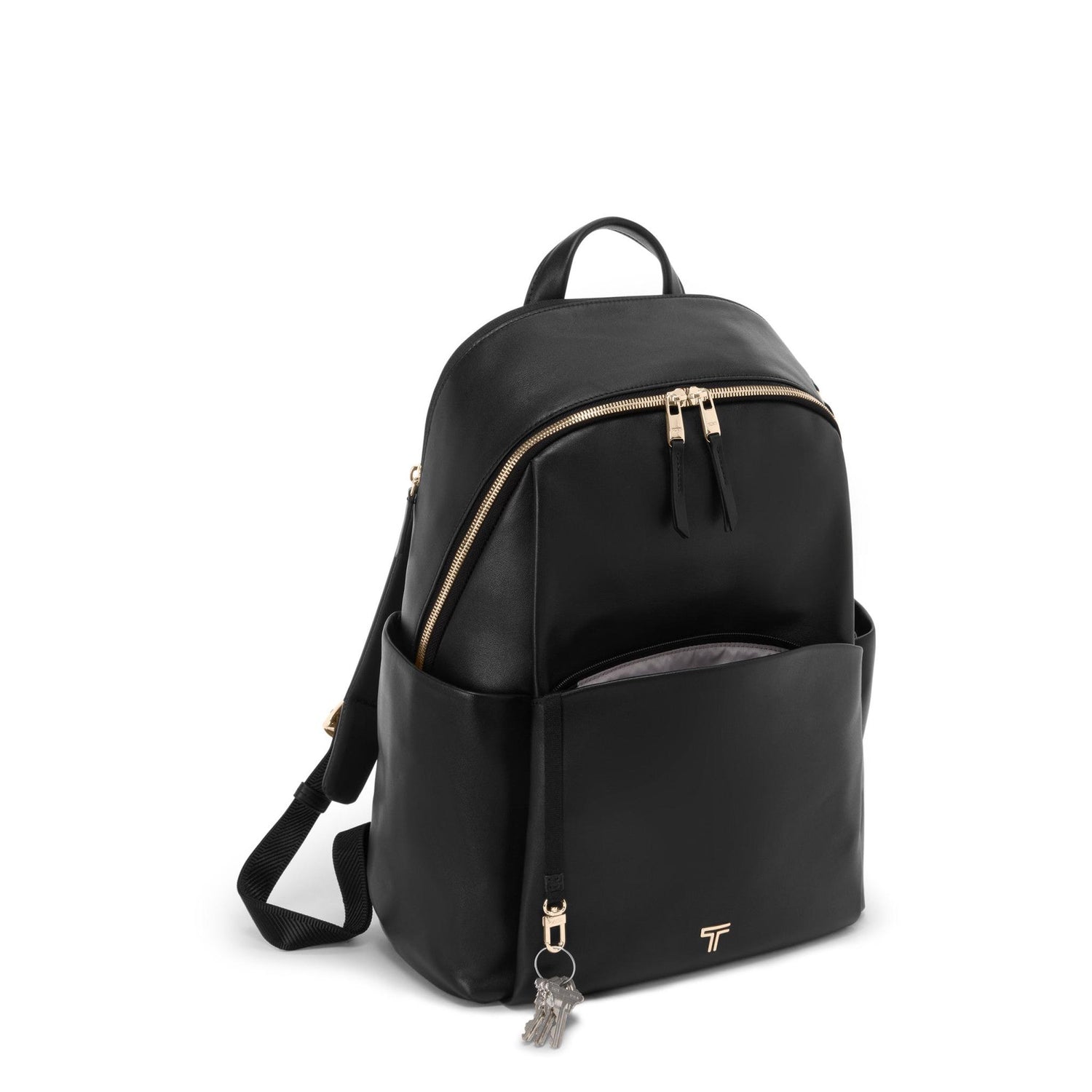 TUMI Voyageur Leather Raina Large Backpack Black/Light Gold