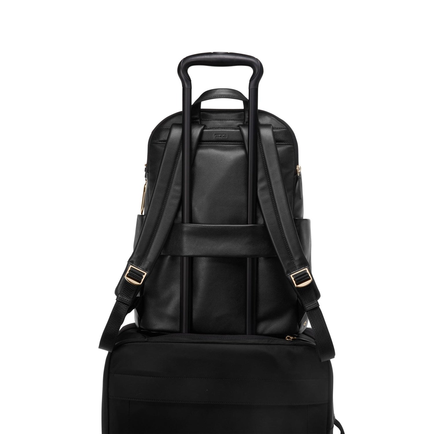 TUMI Voyageur Leather Raina Large Backpack Black/Light Gold TUMI Voyageur Leather Raina Large Backpack Black/Light Gold