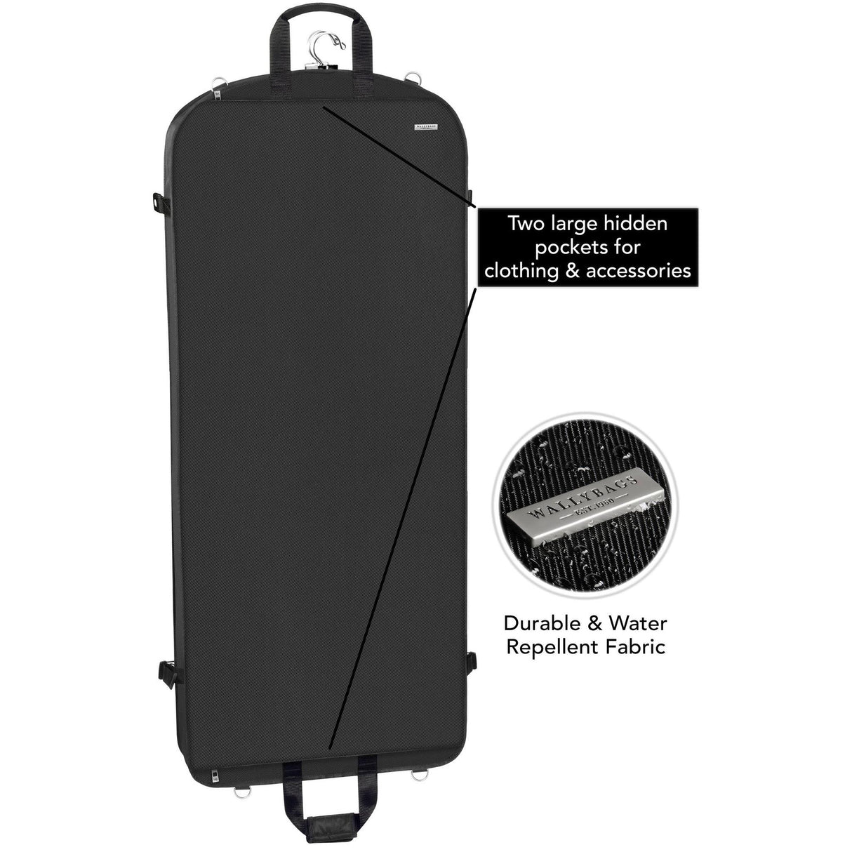Wally Bags 52-inch Premium Travel Garment Bag with Shoulder Strap, Two Large Pockets and Printed Lining