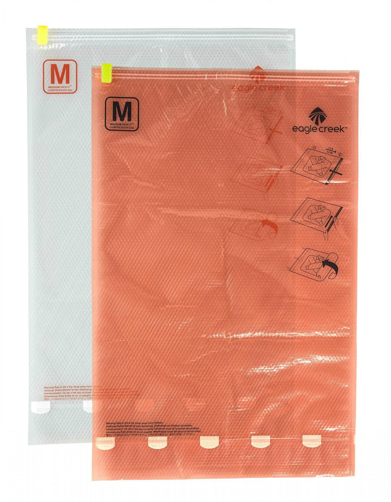 Eagle Creek Pack-It Compression Sac Set M/M - Clear/Flame Orange