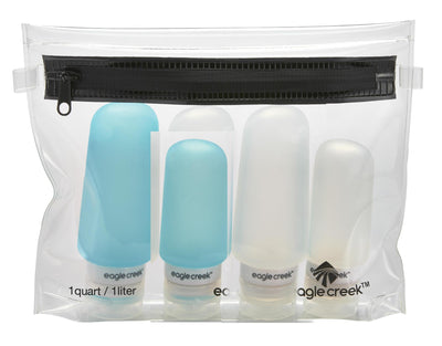 Eagle Creek Silicone Bottle Set - Clear/Aqua