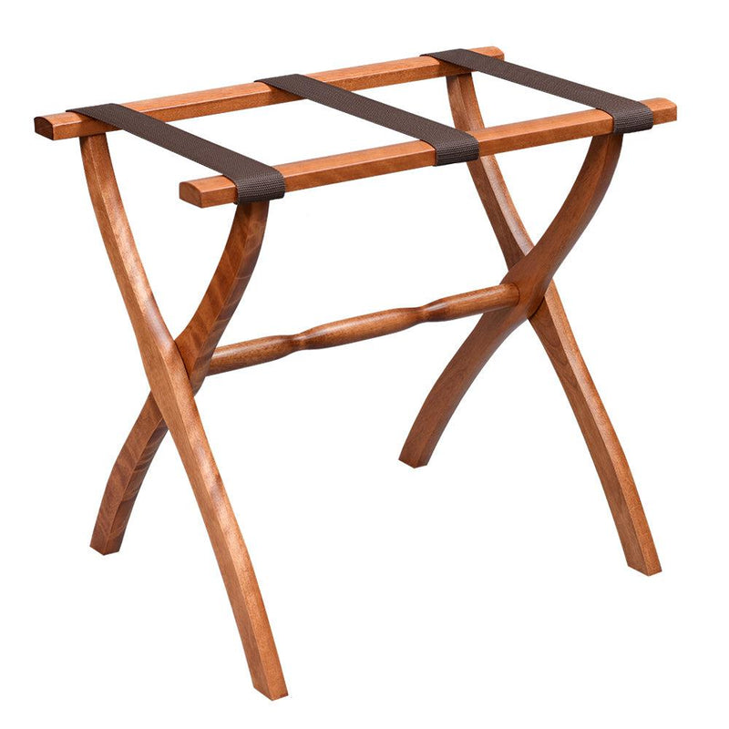 Gatehouse Furniture Luggage Rack - Contour Wood Leg with 3 Nylon Straps