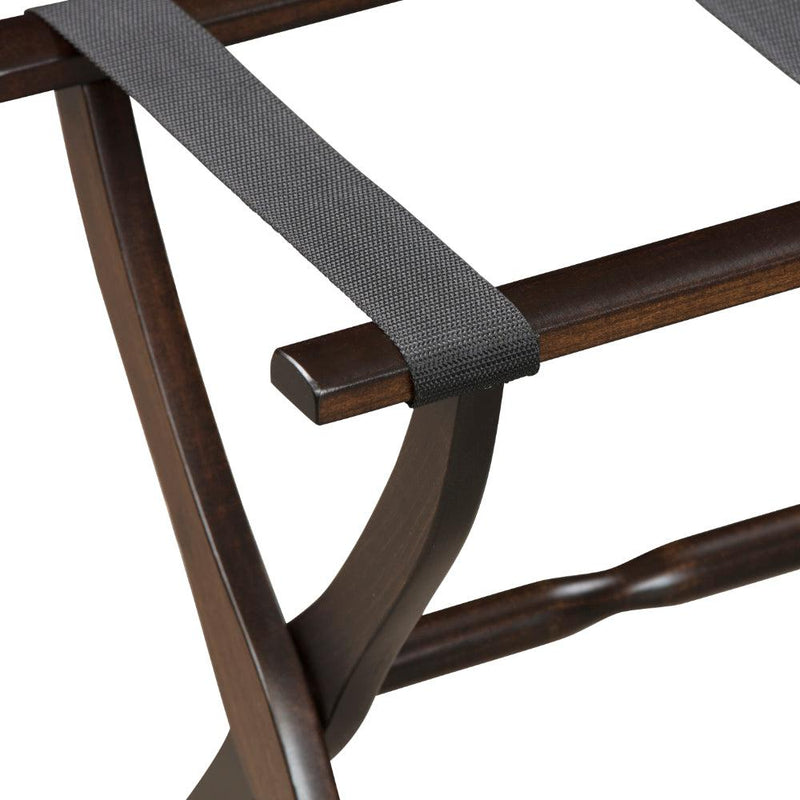 Gatehouse Furniture Luggage Rack - Contour Wood Leg with 3 Nylon Straps