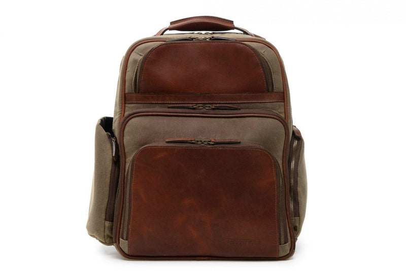 Korchmar Lux Mason Waxed Canvas and Leather Laptop Backpack-Luggage Pros