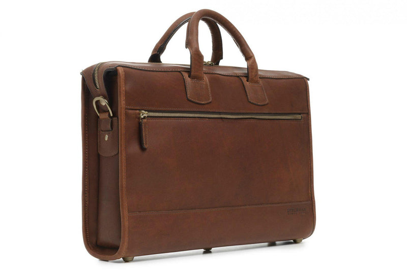 Korchmar Sawyer Slim Leather Laptop Briefcase - Espresso - Espresso-Luggage Pros