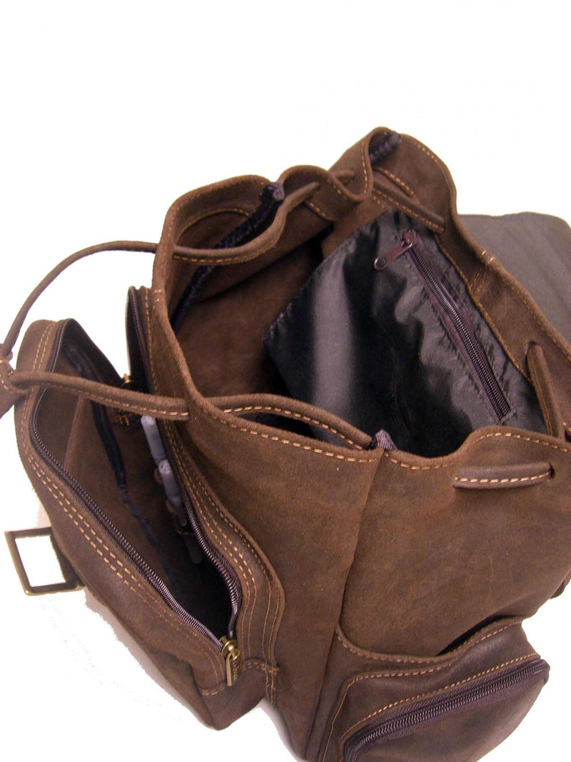 LeDonne Leather Distressed Leather Multi Pocket Back Pack