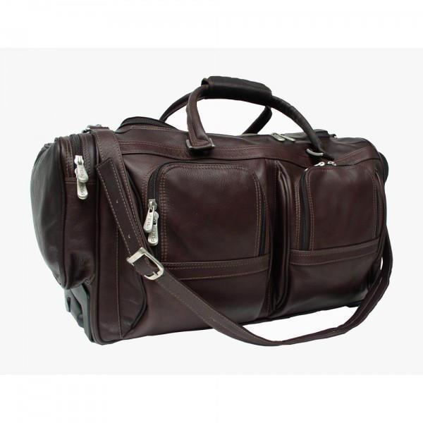 Piel Leather Duffel With Pockets On Wheels