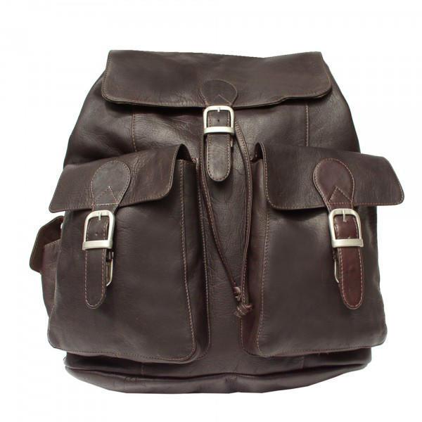 Piel Leather Large Buckle-Flap Backpack