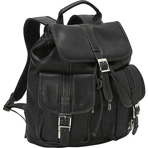 Piel Leather Medium Drawstring Backpack with Two Front Pockets