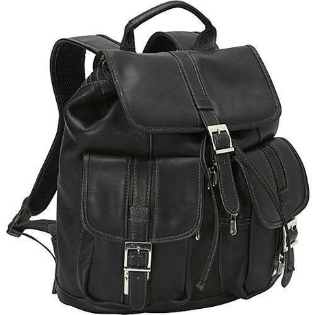 Piel Leather Medium Drawstring Backpack with Two Front Pockets
