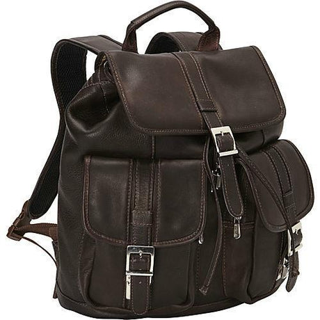 Piel Leather Medium Drawstring Backpack with Two Front Pockets