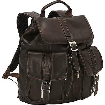 Piel Leather Medium Drawstring Backpack with Two Front Pockets
