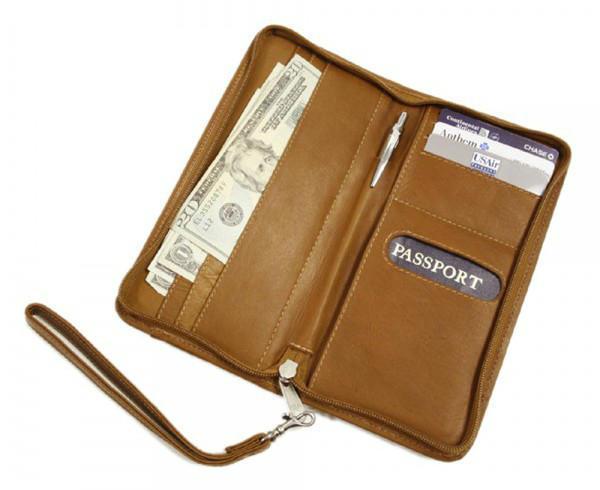 Piel Leather Zippered Passport/Ticket Holder