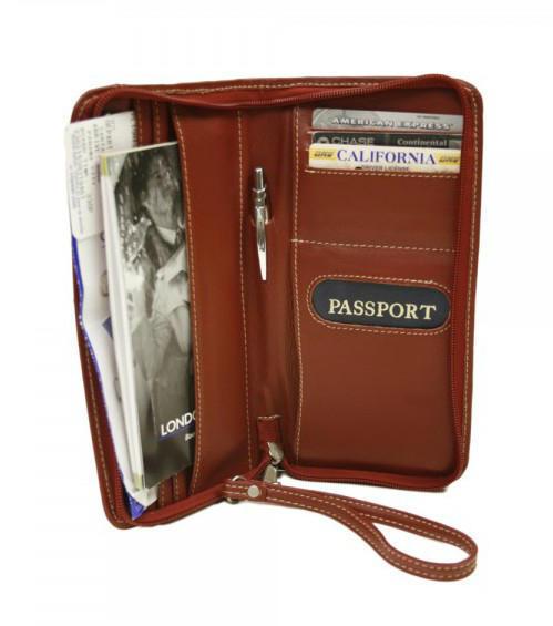 Piel Leather Zippered Passport/Ticket Holder