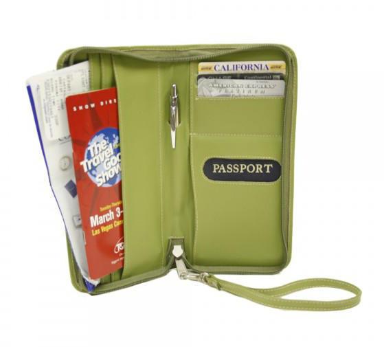 Piel Leather Zippered Passport/Ticket Holder
