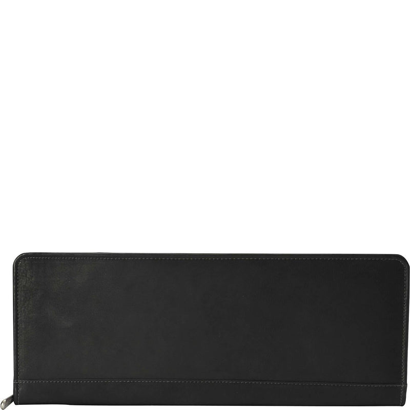 Piel Leather Zippered Tie Case With Snaps