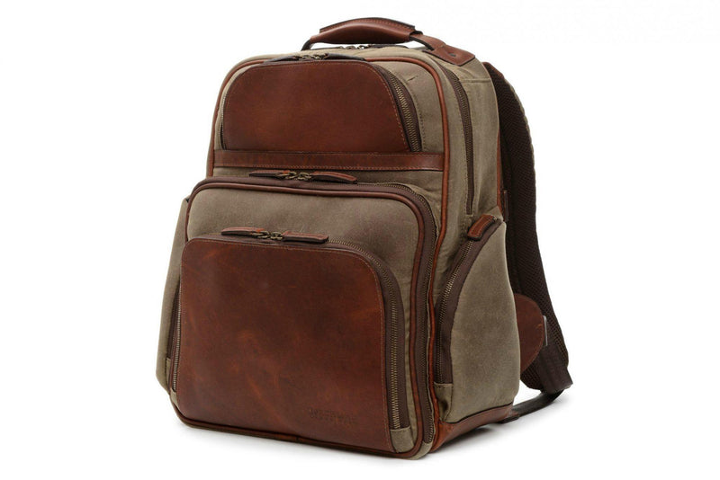 Korchmar Lux Mason Waxed Canvas and Leather Laptop Backpack-Luggage Pros