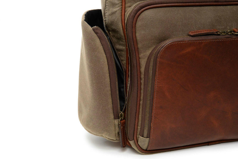 Korchmar Lux Mason Waxed Canvas and Leather Laptop Backpack-Luggage Pros