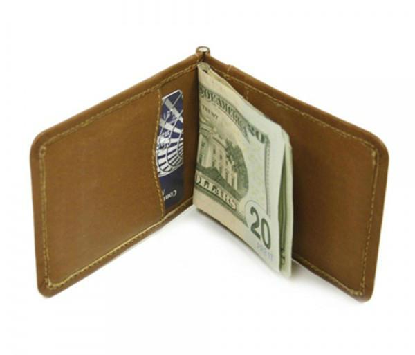 Piel Leather Bi-Fold Money Clip W/Id Window