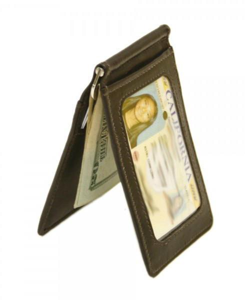 Piel Leather Bi-Fold Money Clip W/Id Window