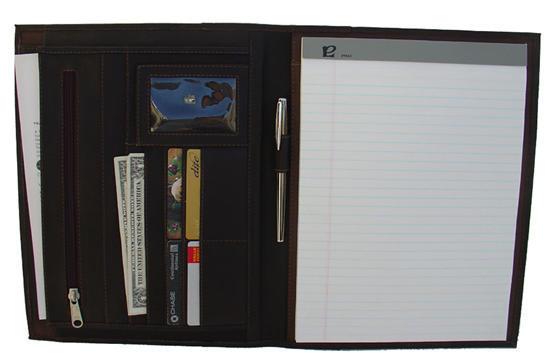 Piel Leather Letter-Size Padfolio with Organizer