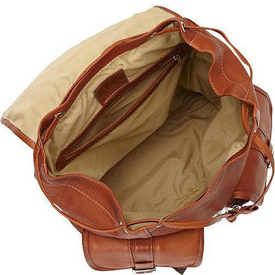Piel Leather Medium Drawstring Backpack with Two Front Pockets